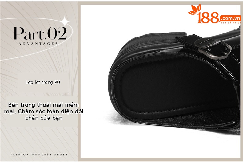 Sandal nữ tăng chiều cao đế dày 8 cm, mũi kín hở gót, thoáng khí, phong cách khí chất — 6069 Da đen, 6069 Màu be chi tiết 19