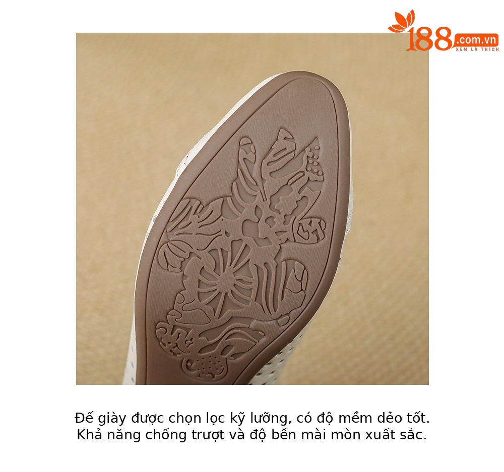 Giày sandal nữ hở mũi gót thấp 3,5 cm, thiết kế đục lỗ thoáng mát, phong cách đơn giản bốn mùa — màu trắng ngà chi tiết 20