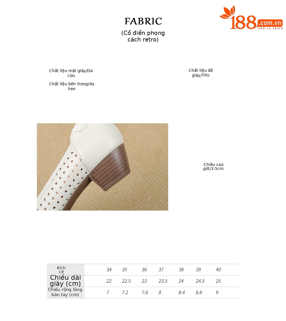 Giày sandal nữ hở mũi gót thấp 3,5 cm, thiết kế đục lỗ thoáng mát, phong cách đơn giản bốn mùa — màu trắng ngà chi tiết 3