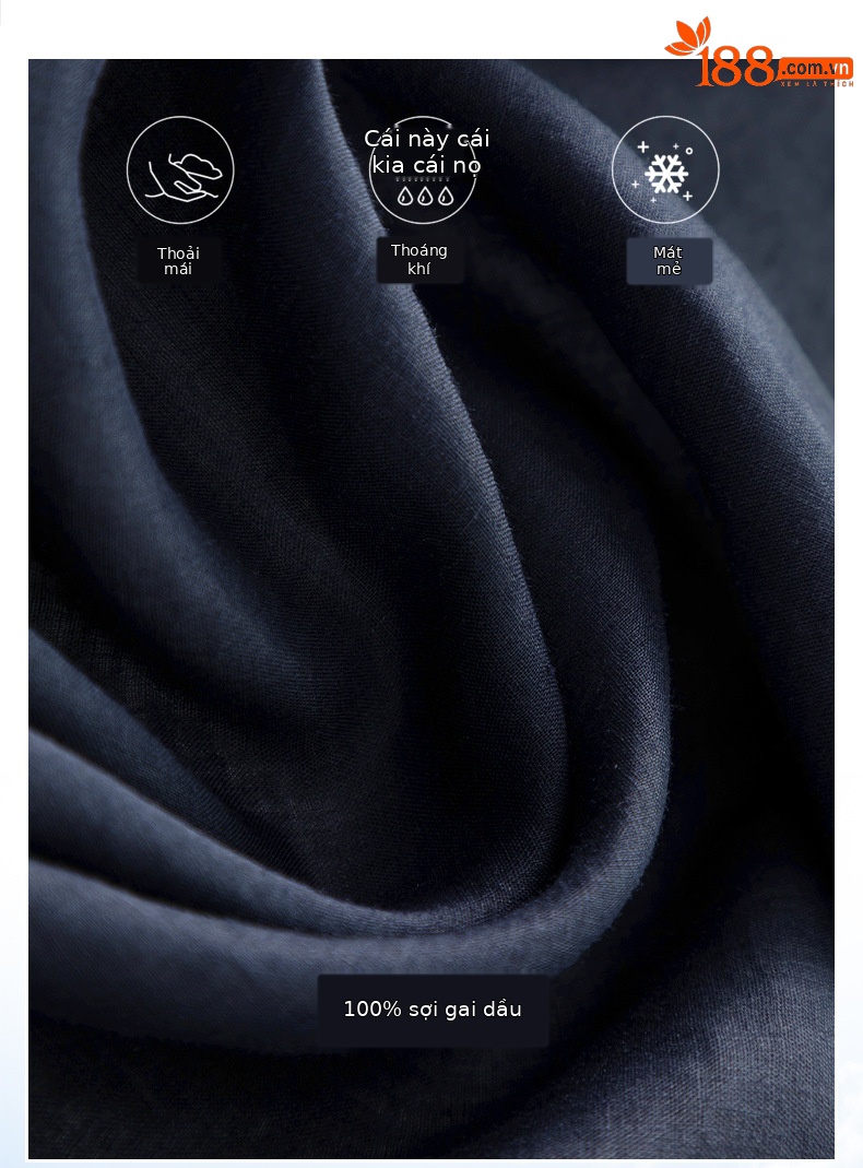 Áo chống nắng nữ dáng dài cổ V tay lỡ chất liệu ramie màu xanh navy — màu xanh navy chi tiết 3