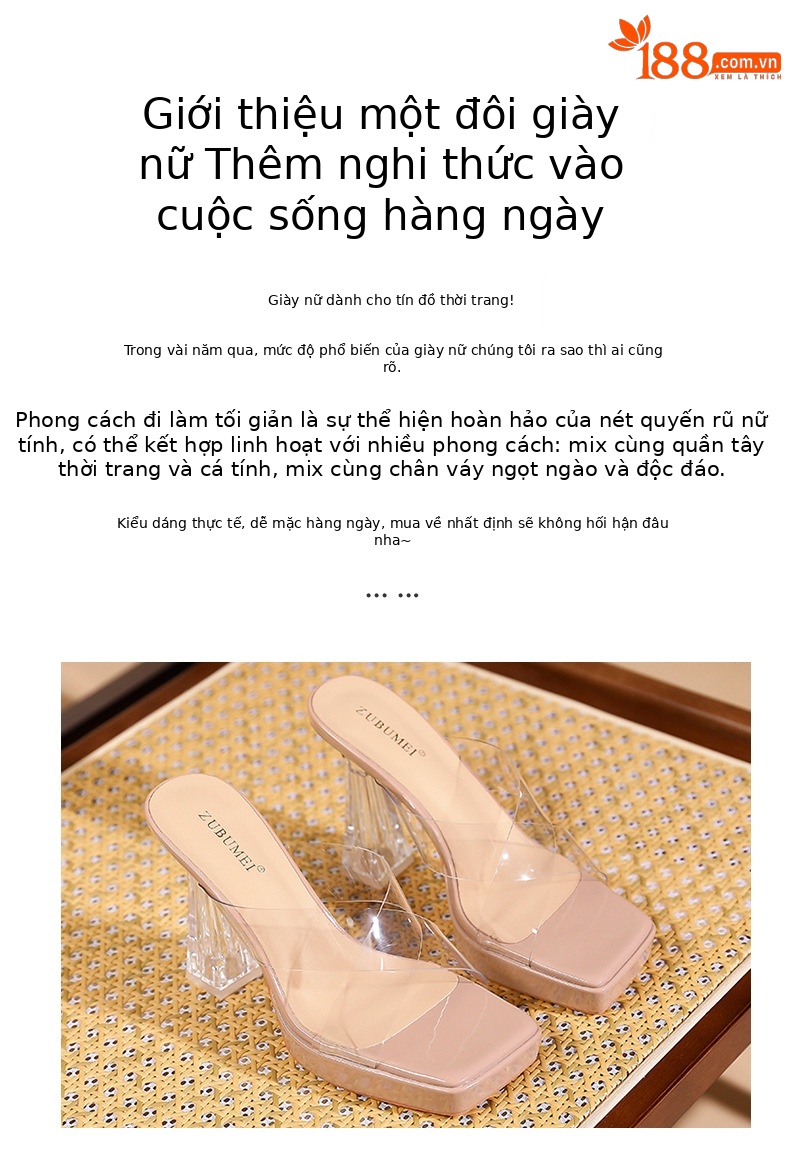 Sandal cao gót nữ quai chéo trong suốt, mũi vuông, đế platform, gót 11 cm — Bạc-11cm chi tiết 1