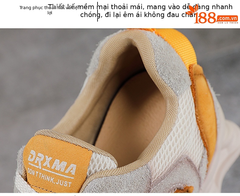 Giày sneaker nữ da thật phong cách cổ điển đế bệt — màu be chi tiết 6