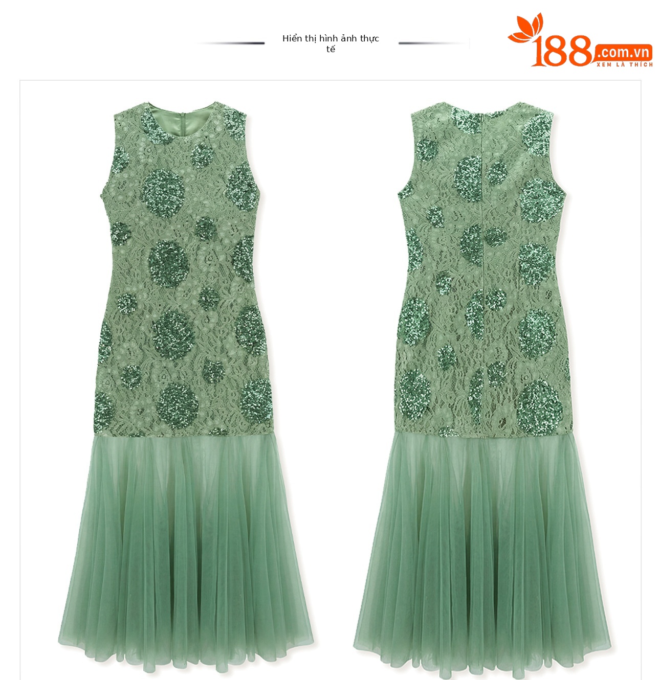 Đầm maxi nữ thắt eo họa tiết hoa nhí tay không cổ tròn — Xanh lá cây nhạtcolor chi tiết 13