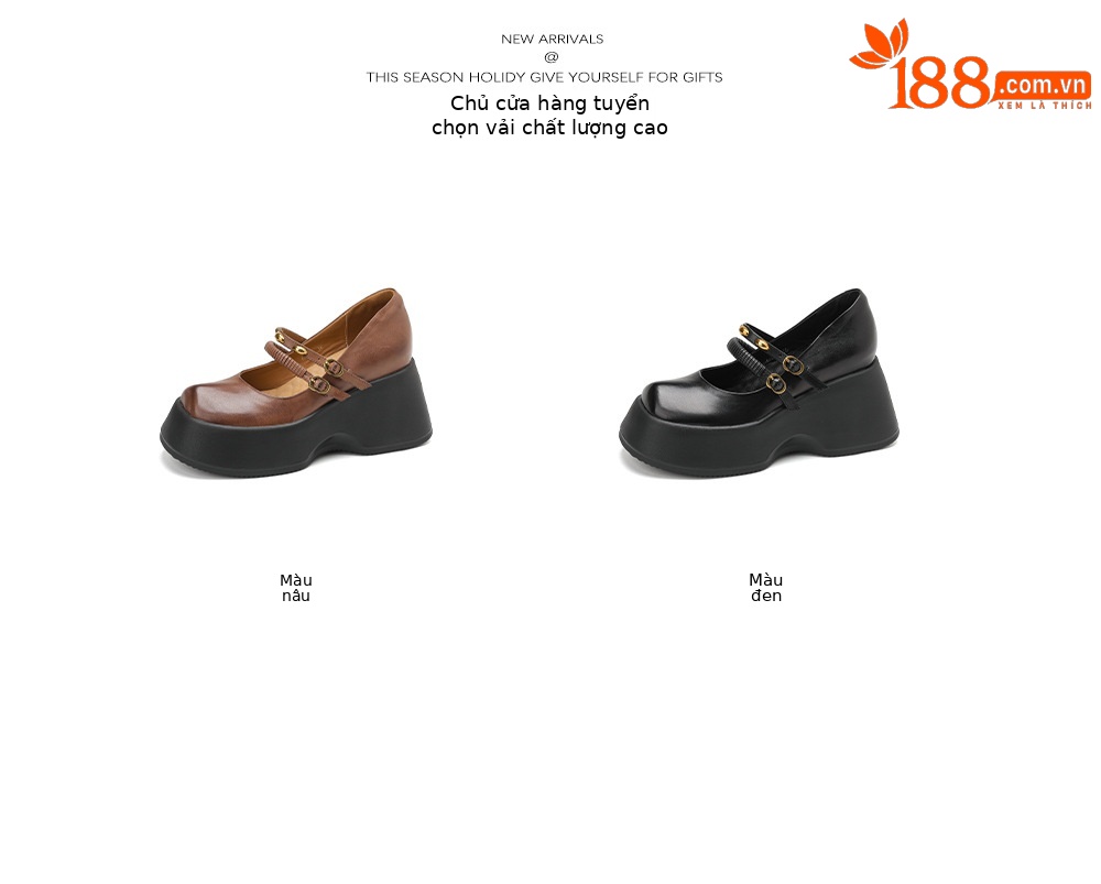 Giày Lolita platform đế xuồng 10 cm phong cách Anh Quốc cổ điển — màu nâu chi tiết 2