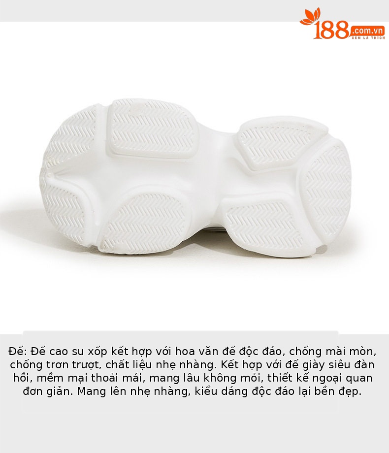 Giày sneaker nữ chunky đế dày lưới thoáng khí, gót siêu cao 8 cm — Xám, Trắng chi tiết 7