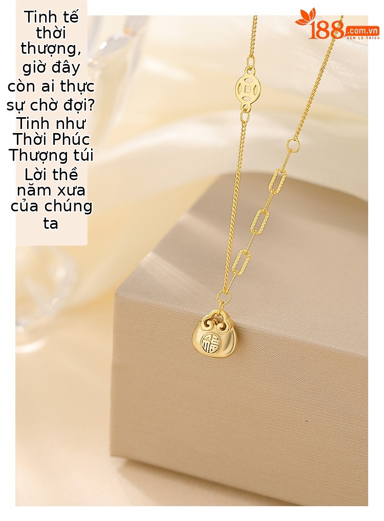 Dây chuyền bạc S925 mạ vàng mặt Phúc tự Như Ý hình túi xương đòn — Các kiểu màu bạc chi tiết 1