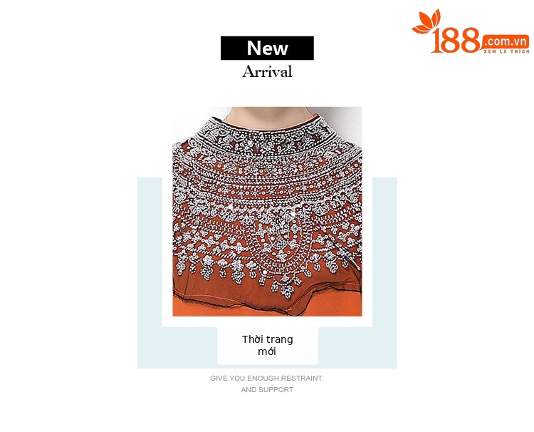 Đầm maxi nữ tay dài thêu hạt sequin cổ điển, dáng rộng che bụng — rượu vang đỏ, Vàng đen, Bạc đen, màu cam chi tiết 3