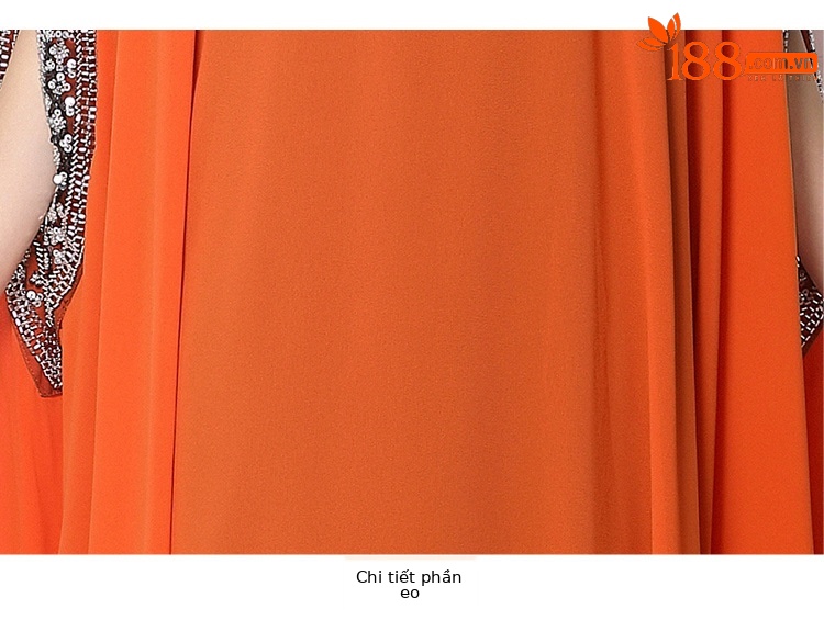 Đầm maxi nữ tay dài thêu hạt sequin cổ điển, dáng rộng che bụng — rượu vang đỏ, Vàng đen, Bạc đen, màu cam chi tiết 25