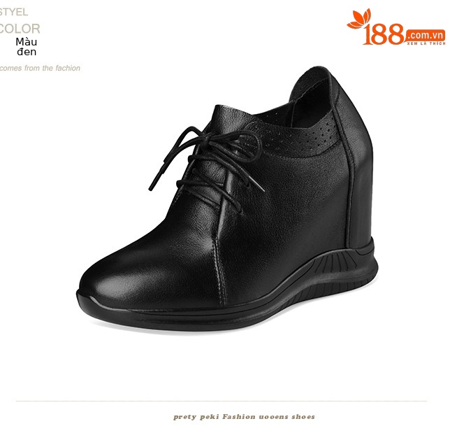 Giày sneaker nữ tăng chiều cao đế dày phong cách đơn giản thoải mái — màu đen chi tiết 12