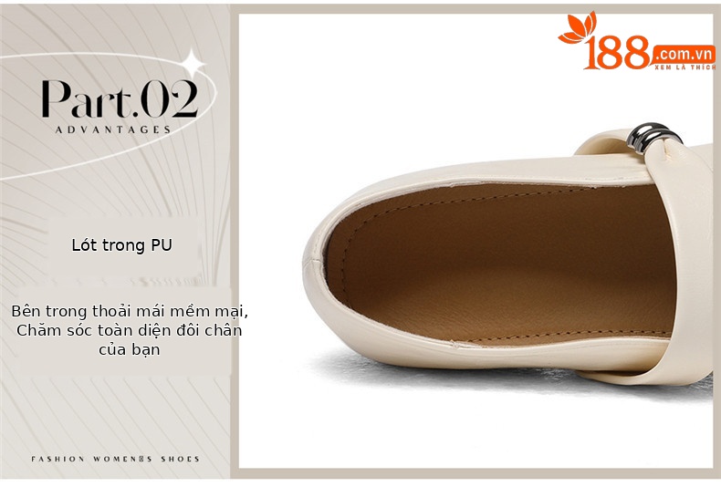 Giày Mary Jane nữ da thật đế mềm mũi tròn nhăn phong cách Pháp 2026 — JST 6082 Màu be và chiều cao 0,5cm, JST 6082 Màu nâu và chiều cao 0,5cm chi tiết 3