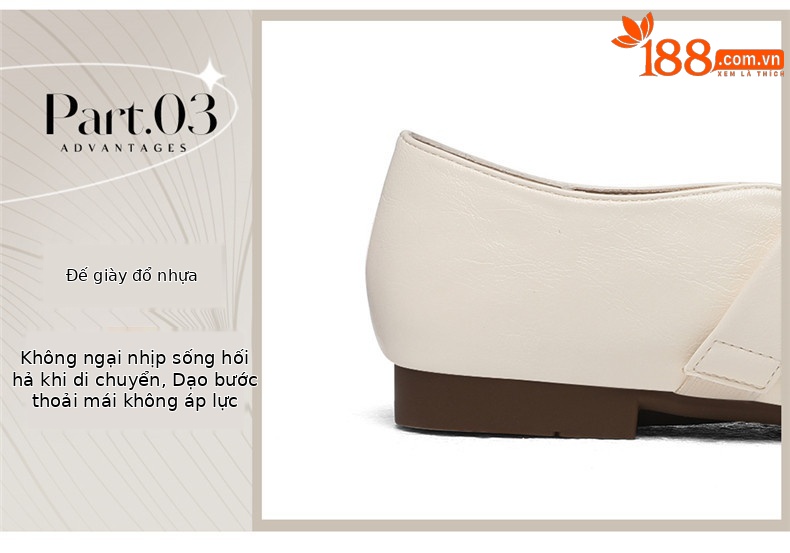 Giày Mary Jane nữ da thật đế mềm mũi tròn nhăn phong cách Pháp 2026 — JST 6082 Màu be và chiều cao 0,5cm, JST 6082 Màu nâu và chiều cao 0,5cm chi tiết 4