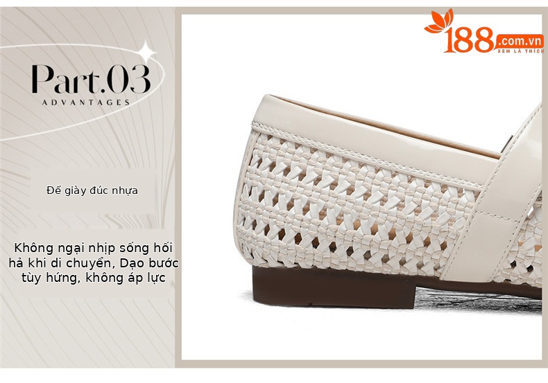 Giày Mary Jane nữ đế bệt mũi tròn, mặt lưới rỗng dệt, gót 1.5 cm — JST 6057 Màu cà phê theo chiều cao 1.5cm, JST 6057 Màu be và chiều cao 1,5cm chi tiết 3