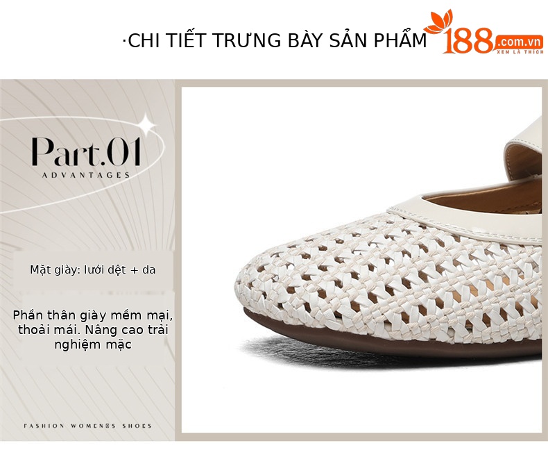 Giày Mary Jane nữ đế bệt mũi tròn, mặt lưới rỗng dệt, gót 1.5 cm — JST 6057 Màu cà phê theo chiều cao 1.5cm, JST 6057 Màu be và chiều cao 1,5cm chi tiết 19