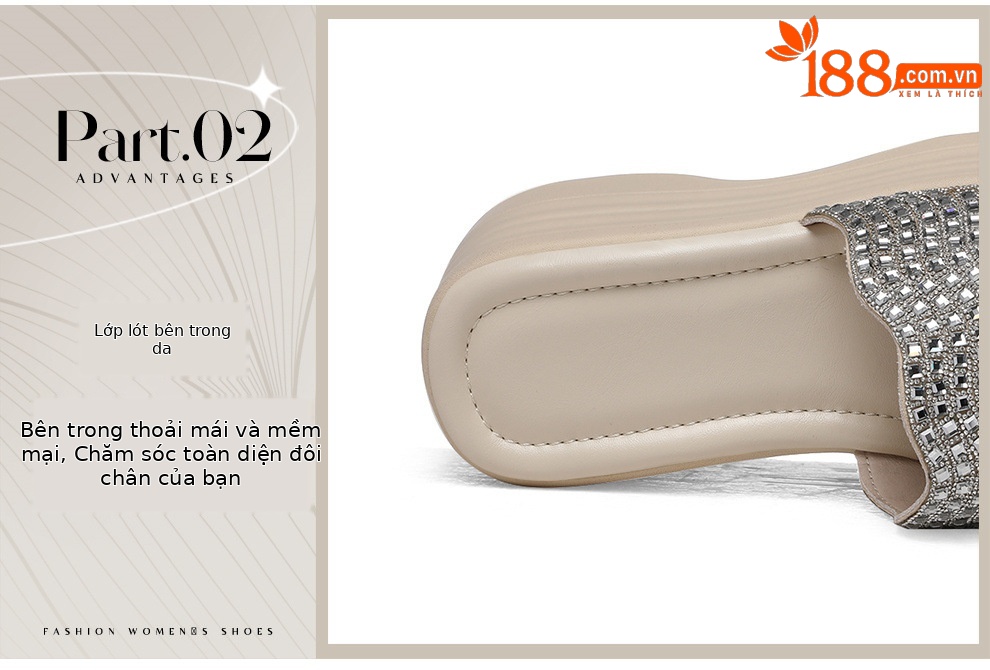 Sandal nữ đế dày đính đá lấp lánh phong cách thời trang — 6075 Màu be, 6075 Da đen chi tiết 21
