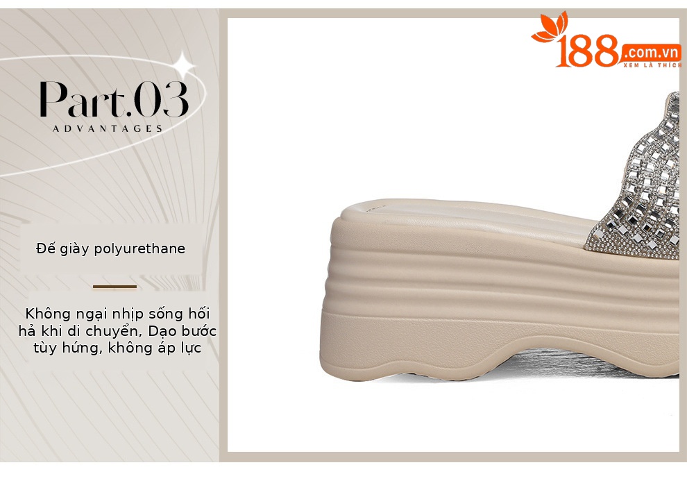 Sandal nữ đế dày đính đá lấp lánh phong cách thời trang — 6075 Màu be, 6075 Da đen chi tiết 22