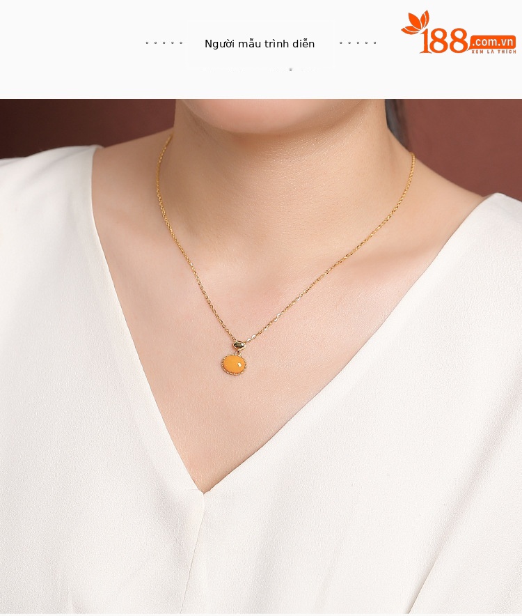 Mặt dây chuyền bạc S925 mạ vàng phối đá onyx đỏ hình học đơn giản — Mật sáp chi tiết 7