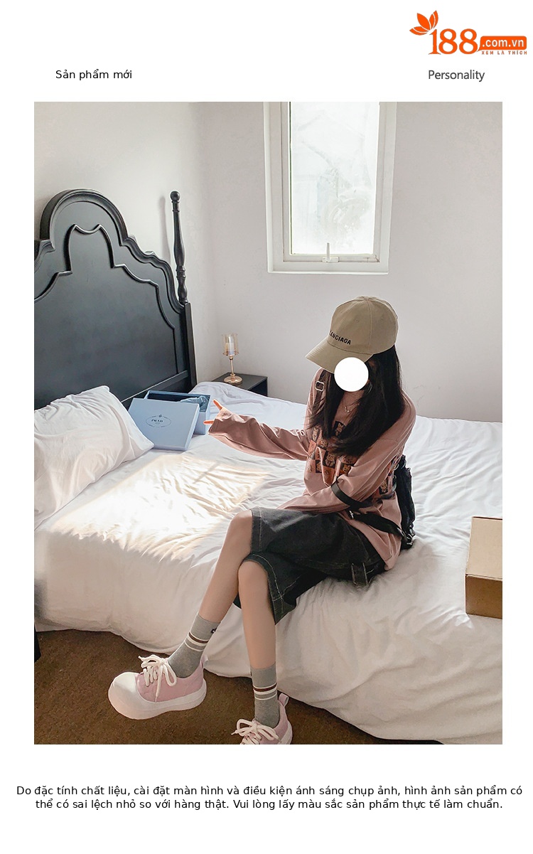 Giày sneaker nữ đế dày chunky mũi to phong cách bánh mì dây buộc tăng chiều cao — màu đen, màu hồng, màu trắng chi tiết 2