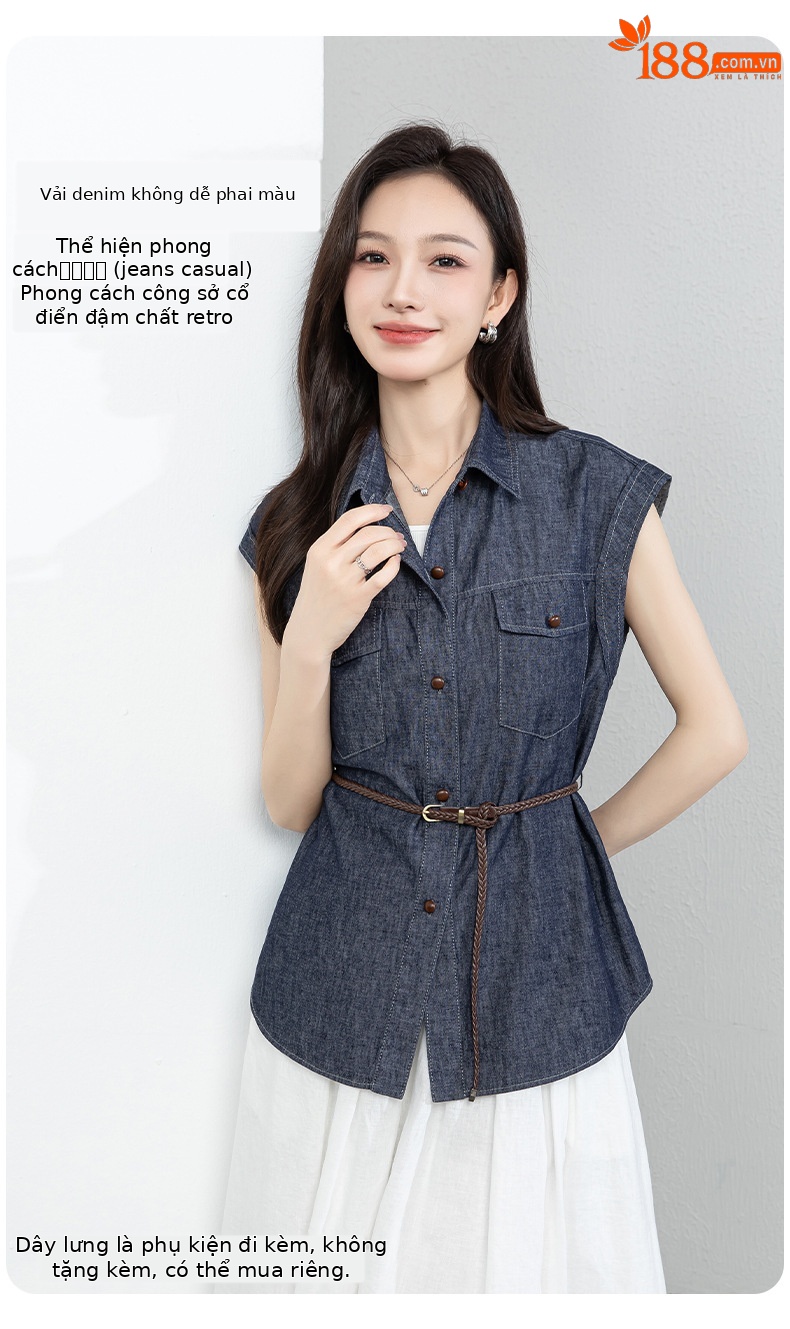 Áo hai dây nữ satin cổ V phối ren — Xanh da trờicolor chi tiết 10