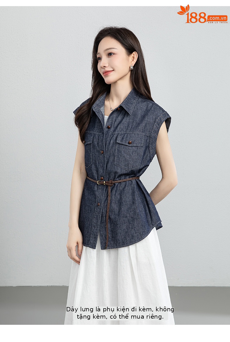 Áo hai dây nữ satin cổ V phối ren — Xanh da trờicolor chi tiết 22