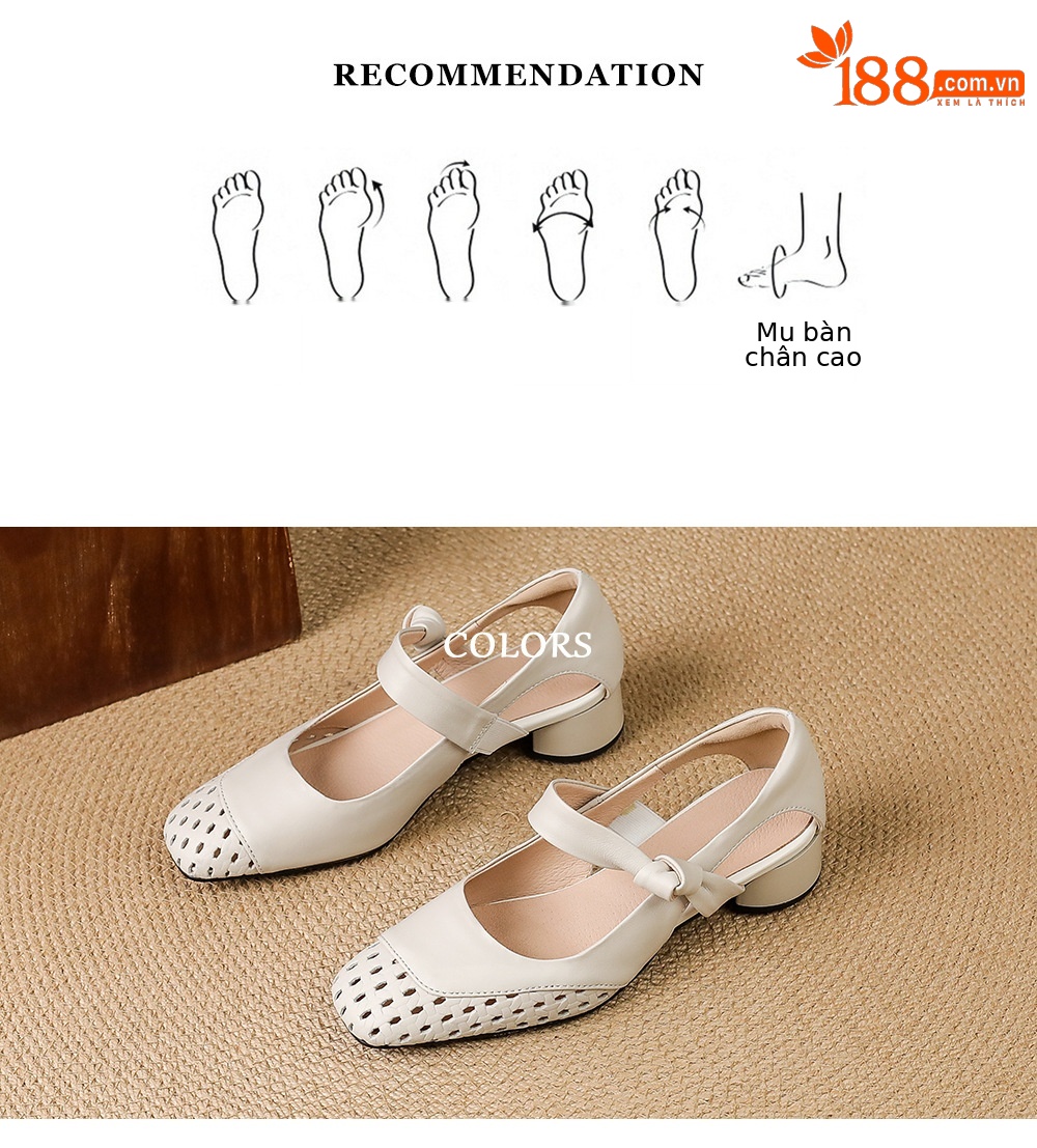 Sandal nữ gót vuông 3,5 cm mũi kín hở cạnh kiểu mới — màu trắng ngà chi tiết 3
