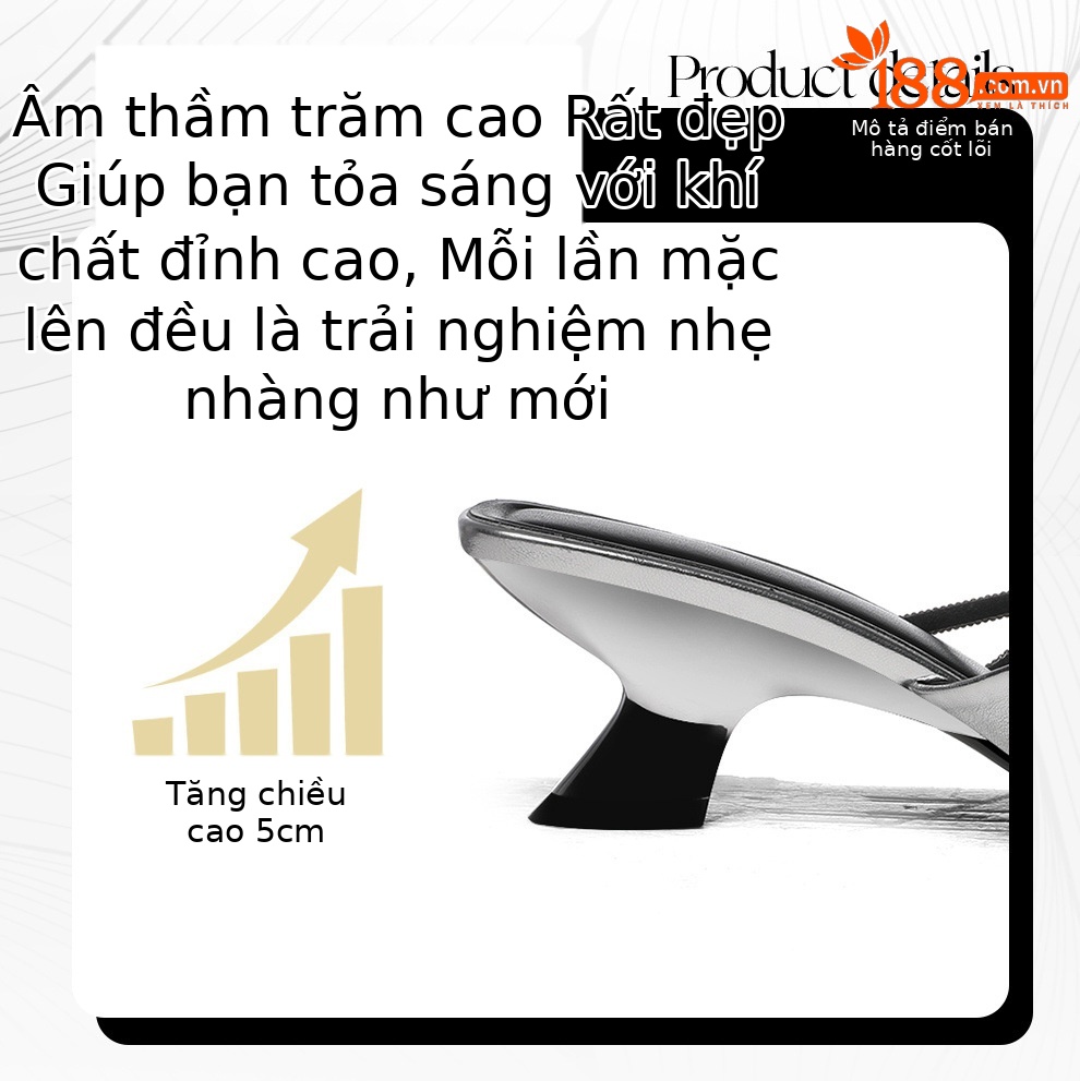 Sandal cao gót nữ hở mũi phong cách Pháp vintage bạc sang trọng — 6063 Bạc, 6063 Da đen chi tiết 3