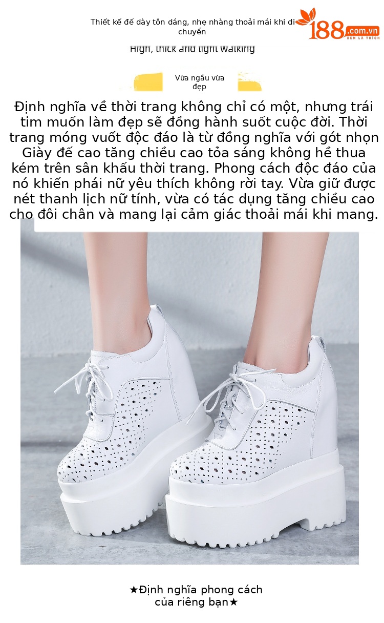 Giày sneaker nữ đế dày tăng chiều cao 16 cm, dây buộc, thiết kế hở mũi — màu đen chi tiết 3