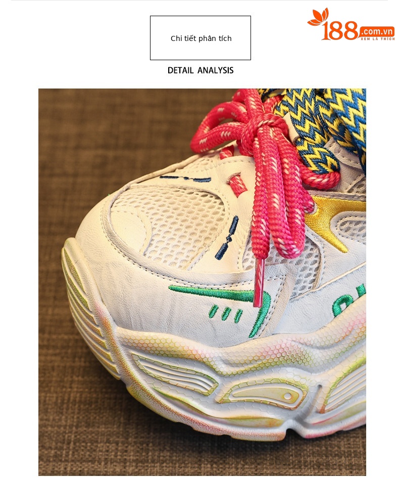 Giày sneaker nữ đế dày tăng chiều cao phong cách dad shoes — xanh lá cây chi tiết 7