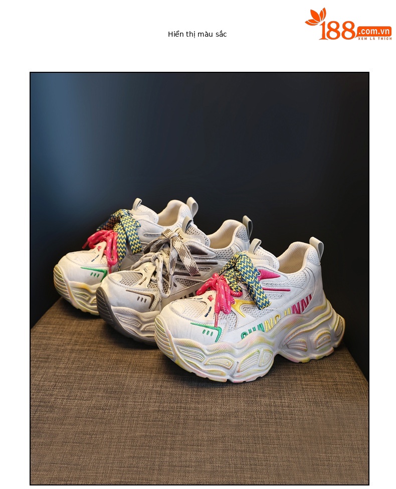 Giày sneaker nữ đế dày tăng chiều cao phong cách dad shoes — xanh lá cây chi tiết 18