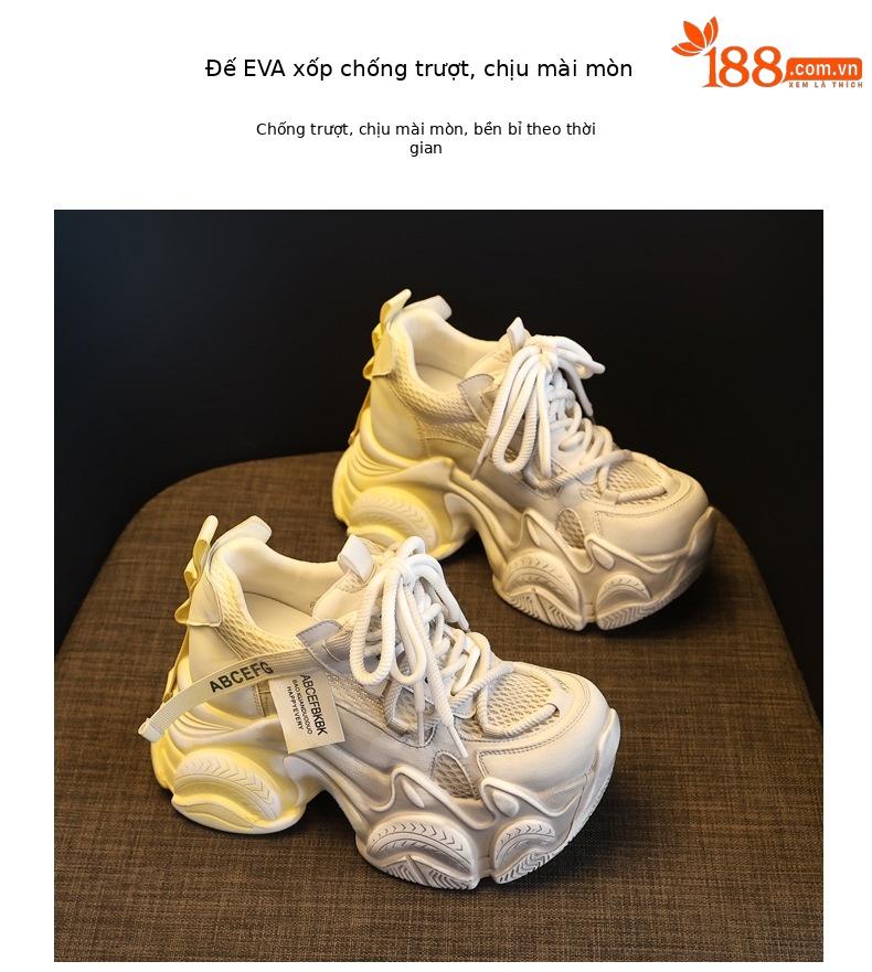 Giày sneaker nữ chunky đế dày phối màu thời trang, đế bánh xốp mềm thoải mái — màu hồng chi tiết 9