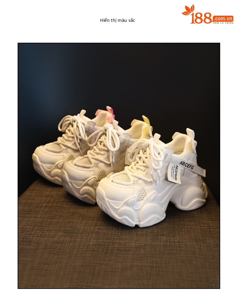 Giày sneaker nữ chunky đế dày phối màu thời trang, đế bánh xốp mềm thoải mái — màu hồng chi tiết 17