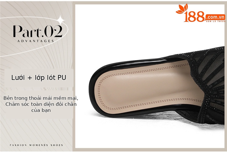 Sandal nữ đế xuồng cao 6 cm, mũi hở, quai ngang đính đá, phong cách thời trang — 6073 Da đen, 6073 Vàng chi tiết 21