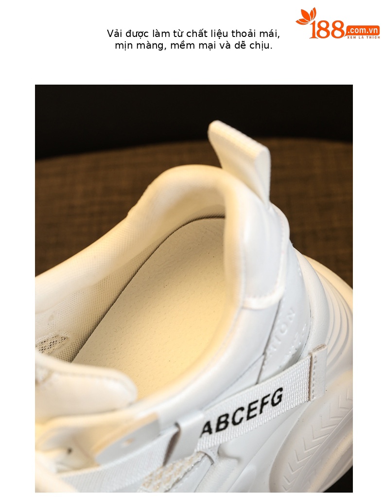 Giày sneaker nữ đế dày tăng chiều cao 10cm phong cách thể thao — màu trắng chi tiết 8
