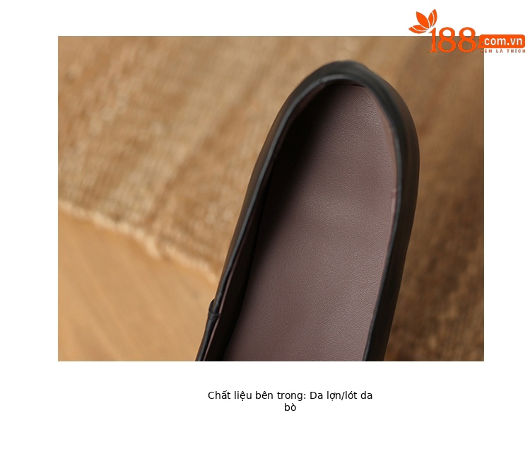 Giày nữ gót 4 cm da bò mũi vuông hở mũi kiểu bà già đi làm — màu nâu chi tiết 24