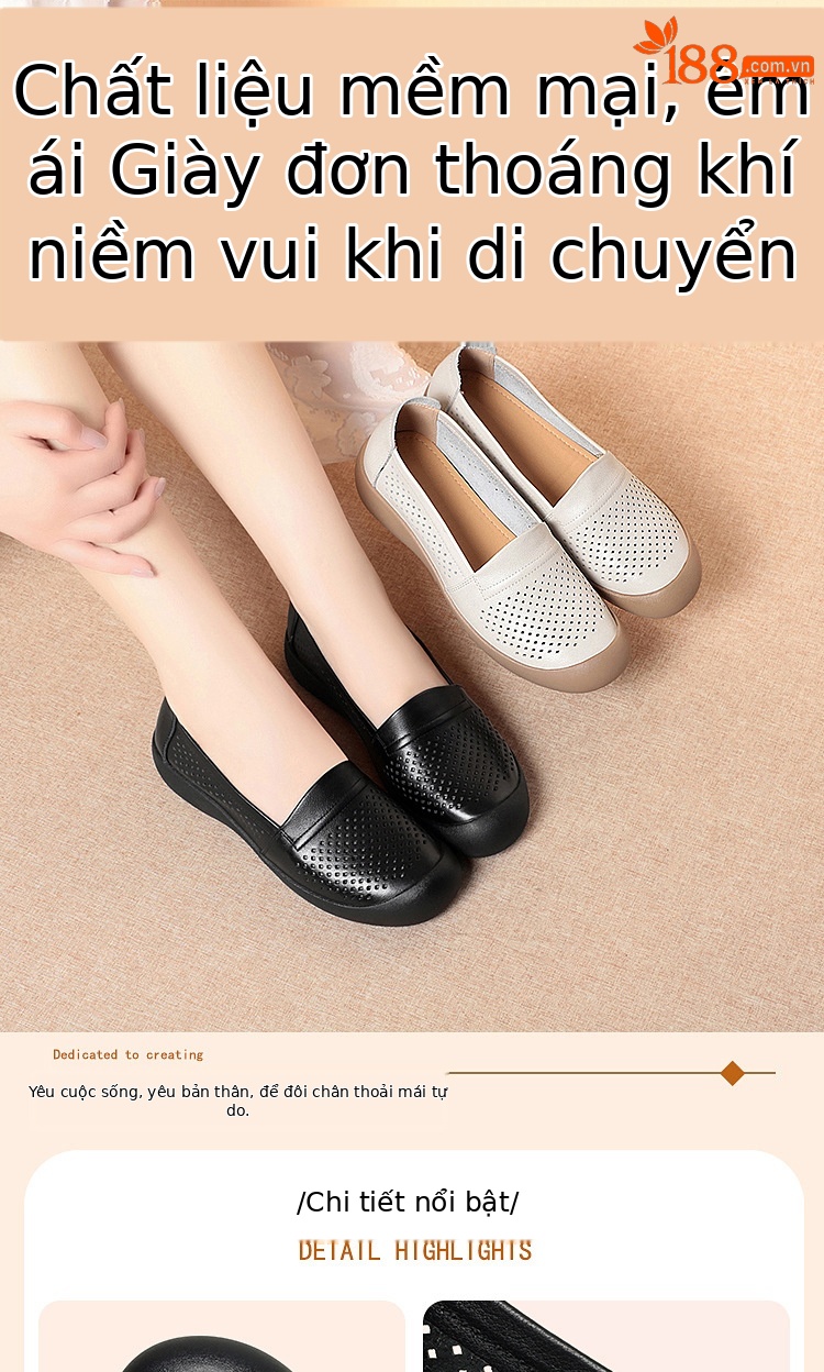 Sandal nữ da bò thật mũi kín hở gót, đế mềm thoáng khí — màu be chi tiết 1