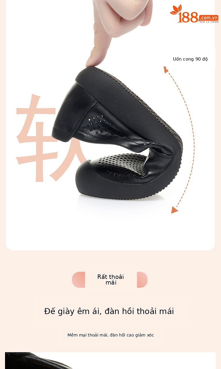 Sandal nữ da bò thật mũi kín hở gót, đế mềm thoáng khí — màu be chi tiết 6