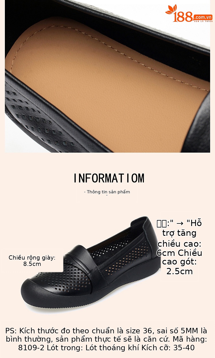 Sandal nữ da bò thật mũi kín hở gót, đế mềm thoáng khí — màu be chi tiết 7