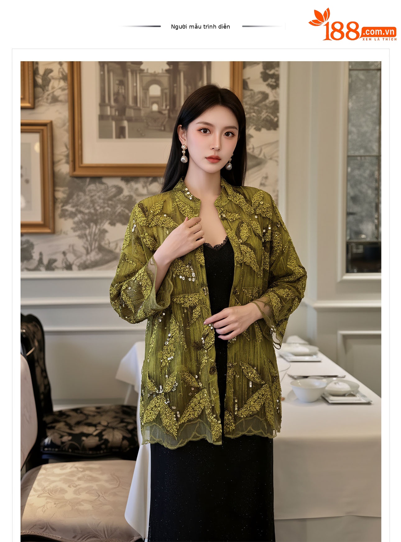 Bộ áo kiểu tân cổ điển phối váy yếm ren hoa thêu — Bộ【Áo vàng xanh + Váy yếm màu matcha】, Áo vàng xanh, Váy yếm màu matcha, Váy yếm đen cao cấp chi tiết 1
