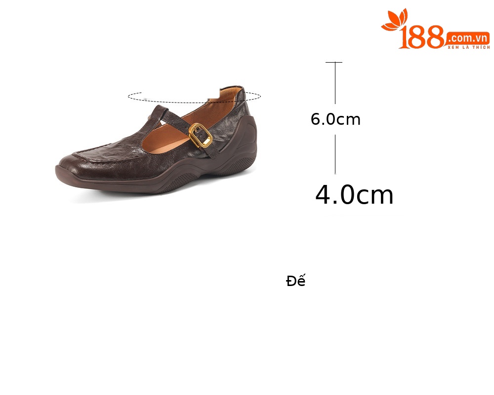 Giày sandal nữ quai ngang mũi nhọn đế dày da cừu buộc dây — màu nâu chi tiết 5
