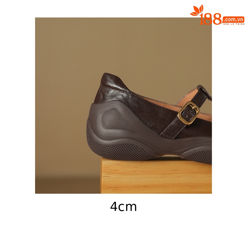 Giày sandal nữ quai ngang mũi nhọn đế dày da cừu buộc dây — màu nâu chi tiết 25