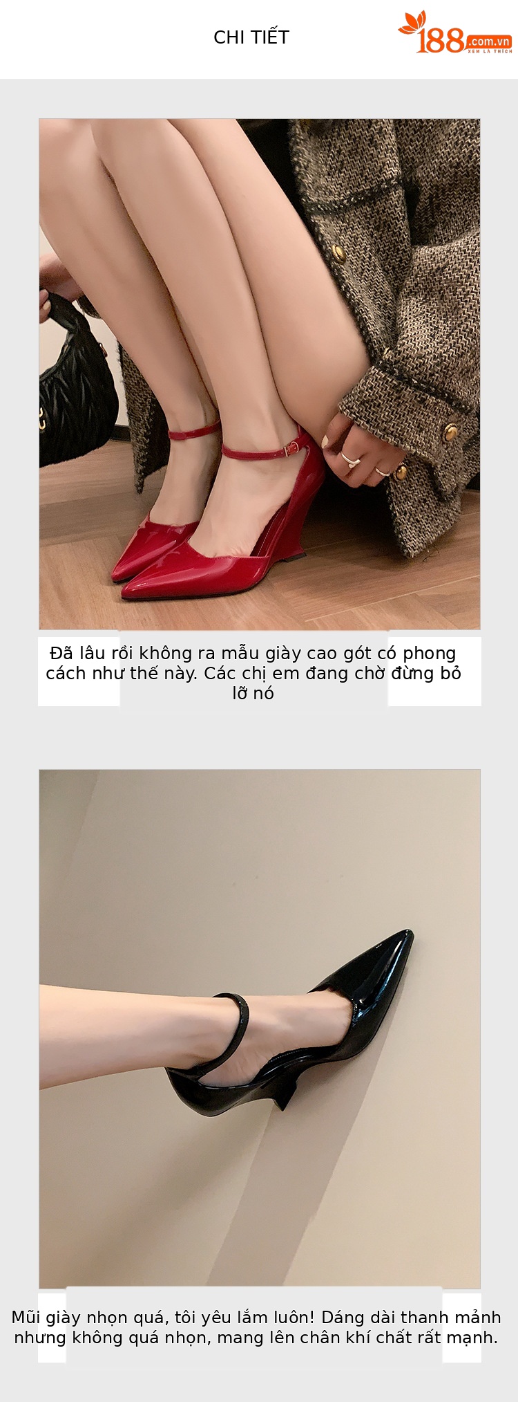 Giày sandal cao gót nữ mũi nhọn quai ngang chất liệu da bò sơn cao cấp, gót xuồng 9 cm — màu đen, màu trắng, màu mơ, màu đỏ chi tiết 5