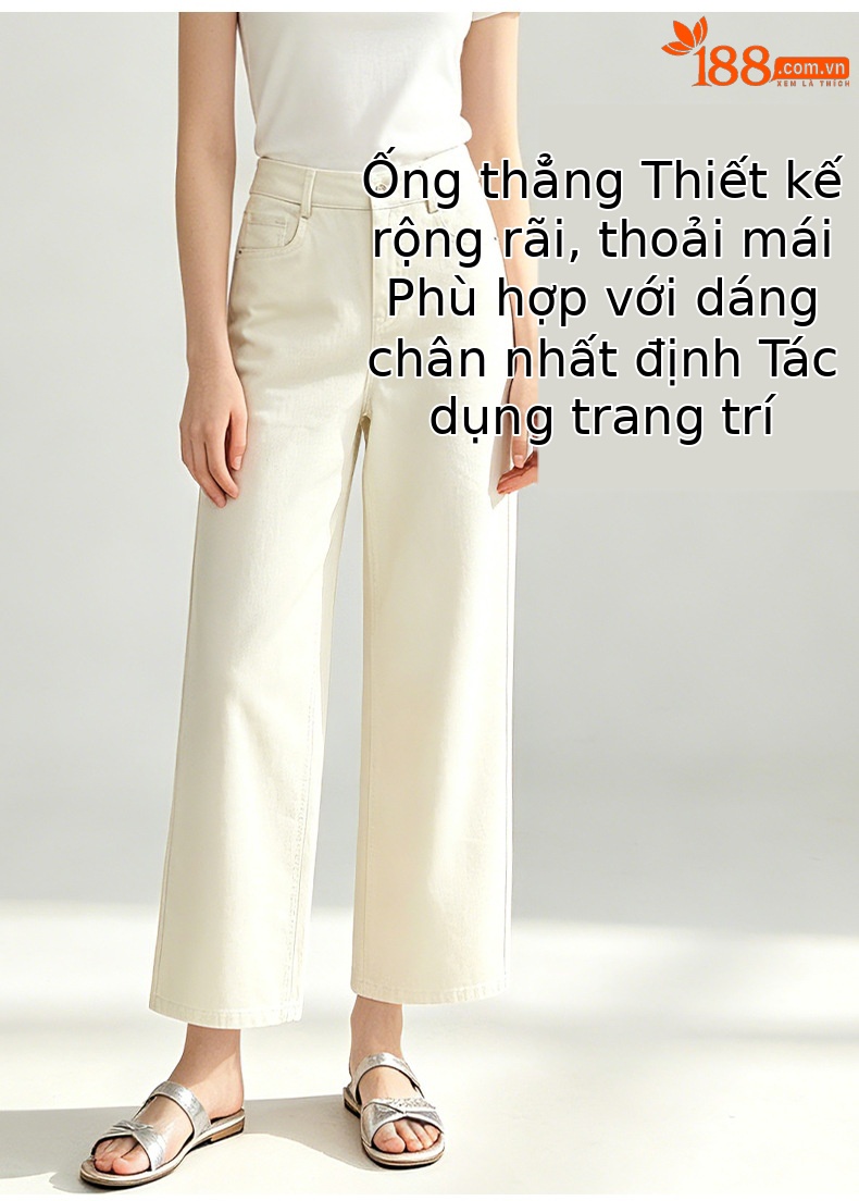 Quần jean nữ ống thẳng 9 phần cạp cao dáng ống khói mỏng nhẹ mùa hè — xanh lam chi tiết 9