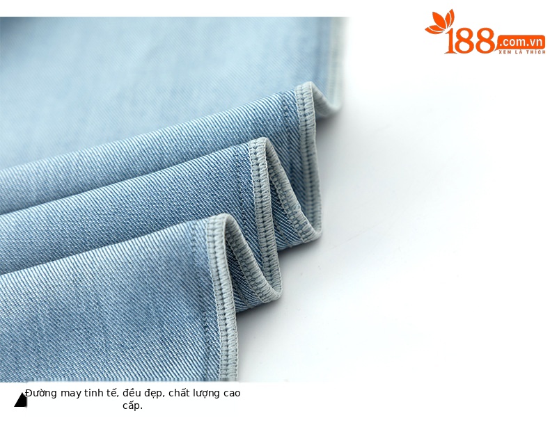 Quần jean ống rộng nữ eo cao dáng suông dài chấm đất chất lụa tencel mỏng mùa hè — Màu xanh - Chiều dài quần thông thường khoảng 103cm chi tiết 19
