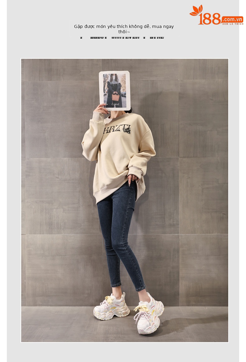 Giày thể thao nữ đế dày lưới thoáng khí phong cách dad sneaker — Trắng vàng chi tiết 6