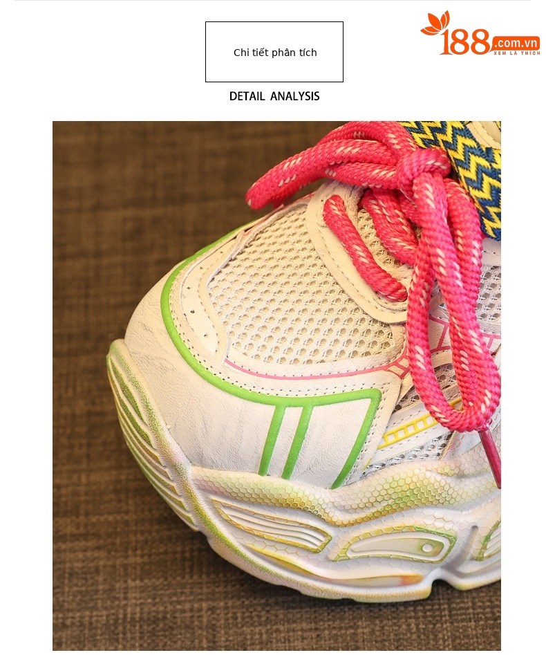Giày thể thao nữ đế dày lưới thoáng khí phong cách dad sneaker — Trắng vàng chi tiết 7