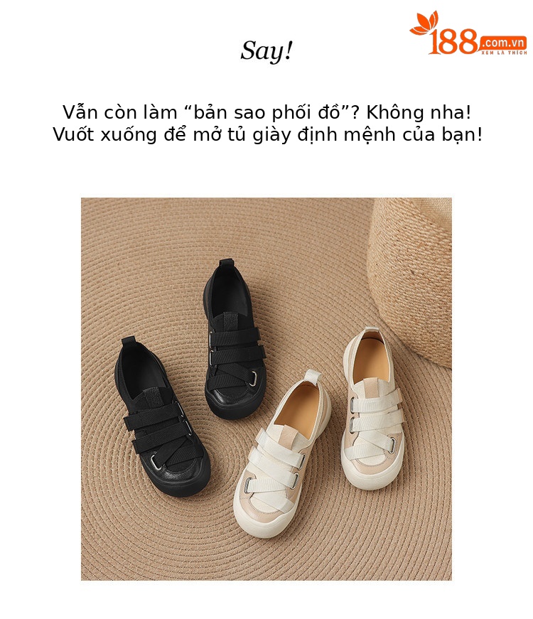 Giày sneaker nữ chunky đế dày da dê phối màu cao cấp — màu đen, màu trắng ngà chi tiết 3