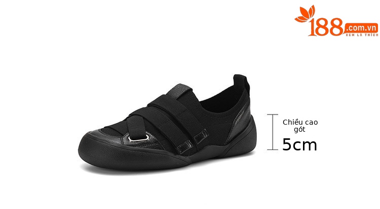 Giày sneaker nữ chunky đế dày da dê phối màu cao cấp — màu đen, màu trắng ngà chi tiết 4