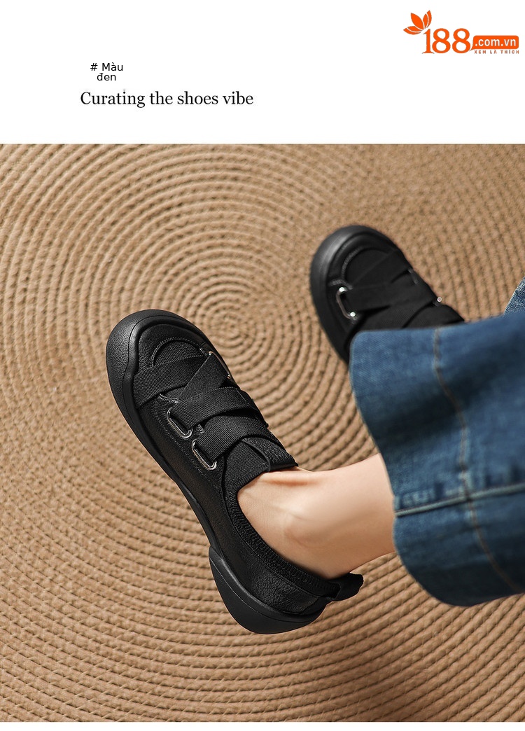Giày sneaker nữ chunky đế dày da dê phối màu cao cấp — màu đen, màu trắng ngà chi tiết 10