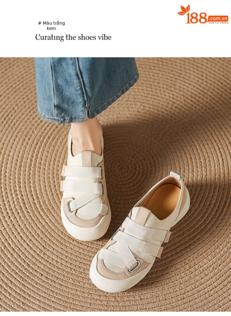 Giày sneaker nữ chunky đế dày da dê phối màu cao cấp — màu đen, màu trắng ngà chi tiết 18