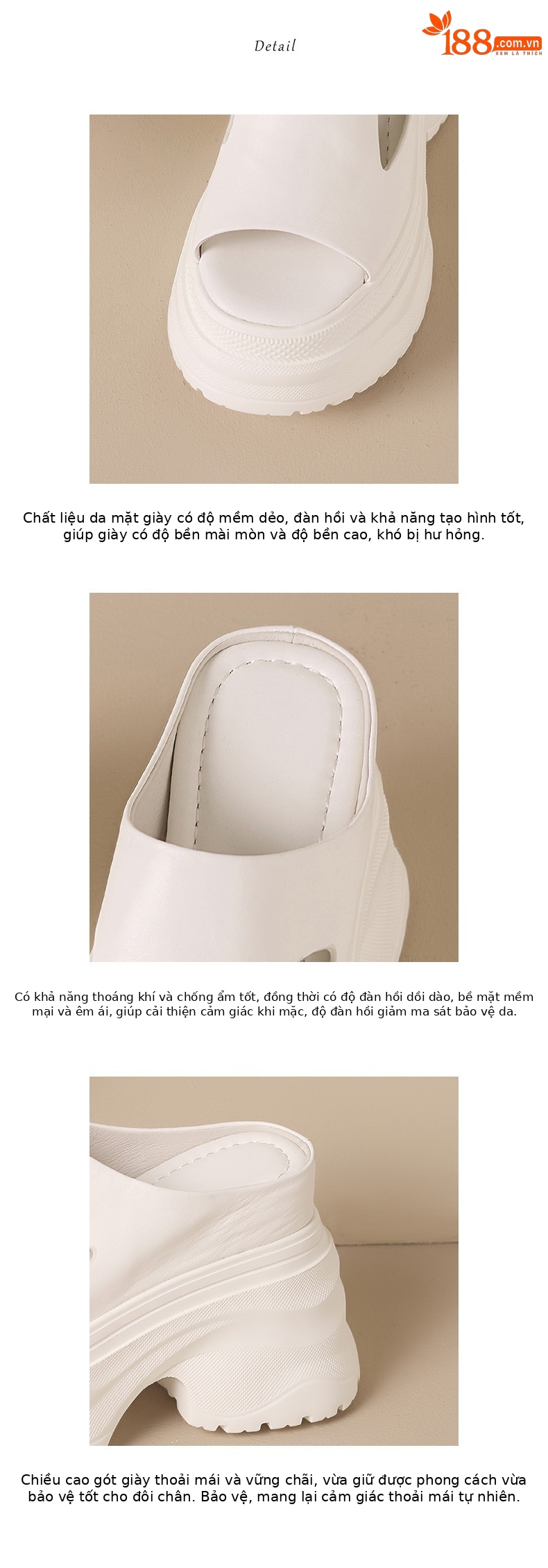 Sandal cao gót nữ hở mũi đế dày 12 cm, phong cách đường phố — màu đen, Trắng kem- chi tiết 4