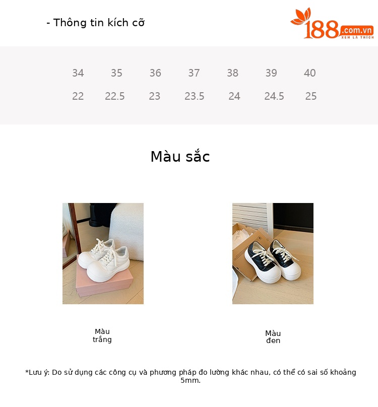 Giày sneaker nữ chunky đế dày da thật phối màu mũi to bản — màu đen, màu trắng chi tiết 3
